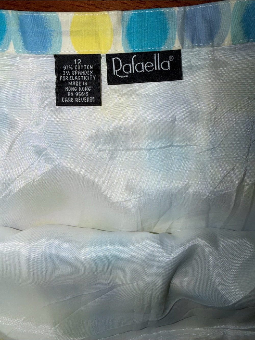 Rafaella A-Line Skirt in White with Blue and Green Dot Pattern - Picture 3 of 5